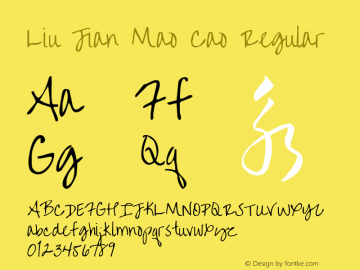 Liu Jian Mao Cao Regular Version 1.001 Font Sample