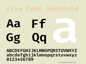 Fira Code SemiBold Version 1.208 Font Sample