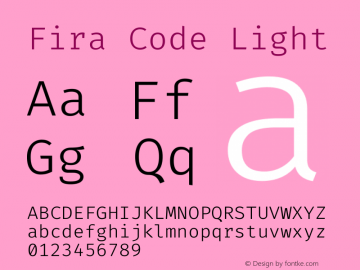 Fira Code Light Version 1.208 Font Sample