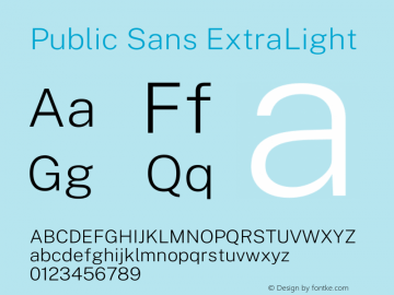 Public Sans ExtraLight Version 1.007 Font Sample