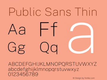 Public Sans Thin Version 1.007 Font Sample