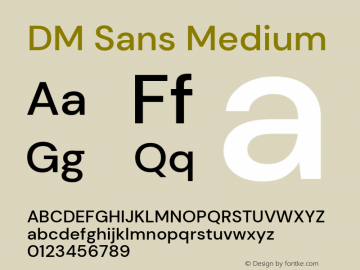 DM Sans Medium Version 1.200; ttfautohint (v1.8.3) Font Sample