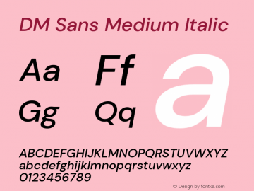 DM Sans Medium Italic Version 1.200; ttfautohint (v1.8.3) Font Sample
