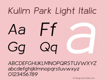 Kulim Park Light Italic Version 1.000; ttfautohint (v1.8.3) Font Sample