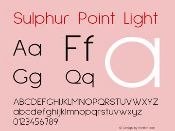 Sulphur Point Light Version 1.000; ttfautohint (v1.8) Font Sample