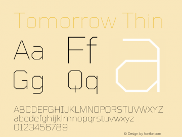 Tomorrow Thin Version 2.002 Font Sample