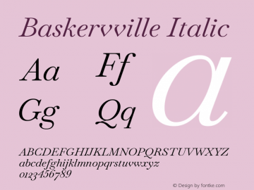 Baskervville Italic Version 1.000; ttfautohint (v1.8.3) Font Sample