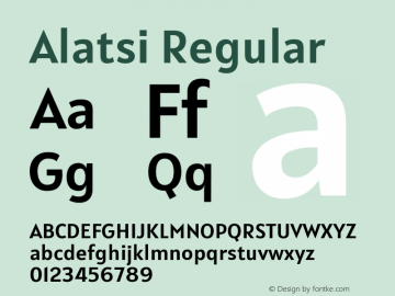 Alatsi Regular Version 1.004 Font Sample