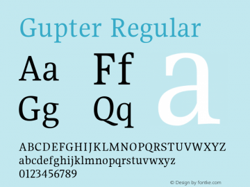 Gupter Regular Version 1.000 Font Sample