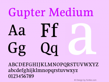 Gupter Medium Version 1.000 Font Sample
