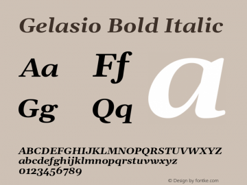 Gelasio Bold Italic Version 1.006 Font Sample