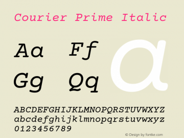 Courier Prime Italic Version 3.018 Font Sample