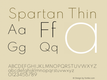 Spartan Thin Version 1.003 Font Sample