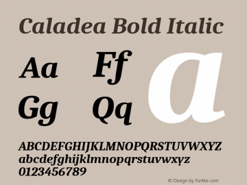 Caladea Bold Italic Version 1.001 Font Sample