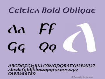 Celtica Bold Oblique Version 1.0.0; 2020-01-20 Font Sample