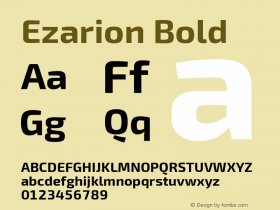 Ezarion Bold Version 1.001;February 20, 2020;FontCreator 12.0.0.2522 64-bit; ttfautohint (v1.6)图片样张