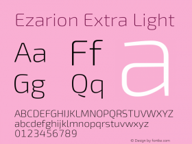 Ezarion Extra Light Version 1.001;February 20, 2020;FontCreator 12.0.0.2522 64-bit; ttfautohint (v1.6)图片样张