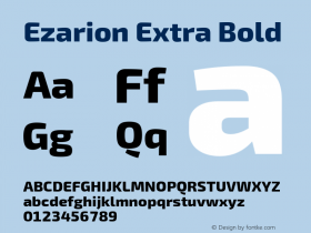 Ezarion Extra Bold Version 1.001;February 20, 2020;FontCreator 12.0.0.2522 64-bit; ttfautohint (v1.6) Font Sample