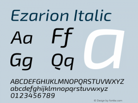 Ezarion Italic Version 1.001;February 20, 2020;FontCreator 12.0.0.2522 64-bit; ttfautohint (v1.6)图片样张