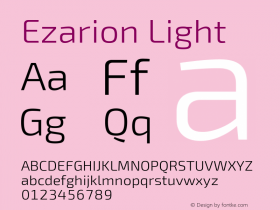 Ezarion Light Version 1.001;February 20, 2020;FontCreator 12.0.0.2522 64-bit; ttfautohint (v1.6) Font Sample