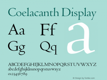 Coelacanth Display Version 0.006 Font Sample