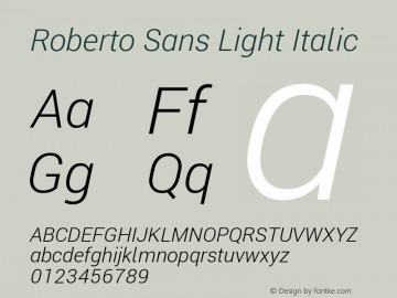 Roberto Sans Light Italic Version 1.00;March 2, 2020;FontCreator 12.0.0.2522 64-bit; ttfautohint (v1.8.3)图片样张