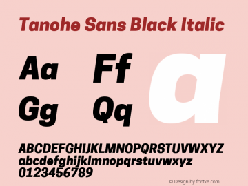 Tanohe Sans Black Italic Version 1.00;March 3, 2020;FontCreator 12.0.0.2522 64-bit图片样张