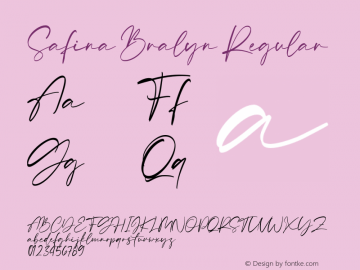 Safina Bralyn Version 1.000; Font Sample