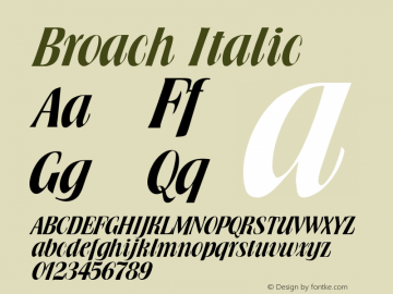 Broach Italic 1.0/1995: 2.0/2001 Font Sample