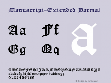 Manuscript-Extended Normal 1.0/1995: 2.0/2001 Font Sample