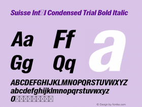 Suisse Int'l Cond Trial Bd Ita Version 2.100 Font Sample