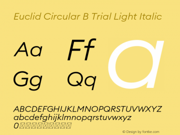 Euclid Circular B Trial Light Italic Version 3.001 Font Sample