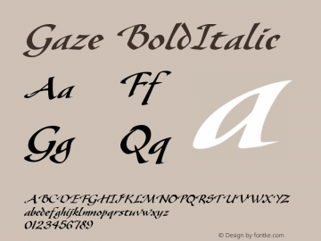 Gaze BoldItalic Altsys Fontographer 4.1 1/4/95图片样张