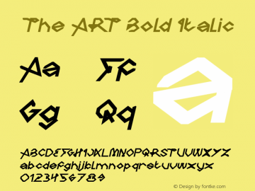 The ART Bold Italic Version 1.00;September 2, 2019;FontCreator 11.5.0.2430 64-bit Font Sample