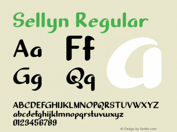 Sellyn Version 1.00;February 5, 2020;FontCreator 12.0.0.2535 64-bit图片样张