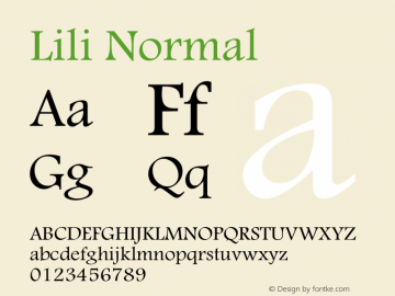 Lili Normal Macromedia Fontographer 4.1 16/09/97 Font Sample