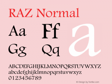RAZ Normal Macromedia Fontographer 4.1 16/09/97 Font Sample