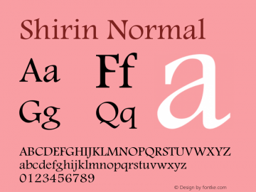 Shirin Normal Macromedia Fontographer 4.1 16/09/97 Font Sample