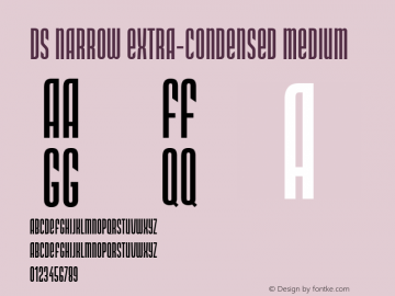 DS Narrow Extra-condensed Medium Version 1.0; 2001; initial release Font Sample