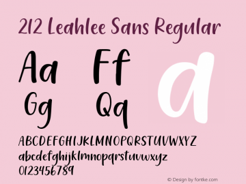 212 Leahlee Sans Version 1.00;February 24, 2020;FontCreator 11.5.0.2430 64-bit图片样张