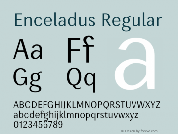 Enceladus-Regular Version 1.000 Personal use Font Sample