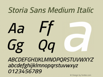 Storia Sans Medium Italic Version 60.001;March 5, 2020;FontCreator 12.0.0.2522 64-bit Font Sample