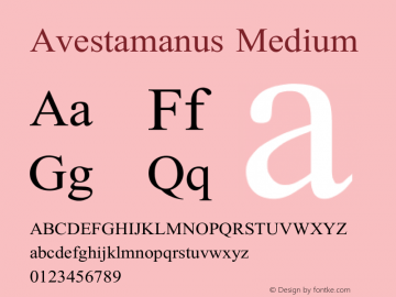 Avestan Manuscript Version 001.000 Font Sample