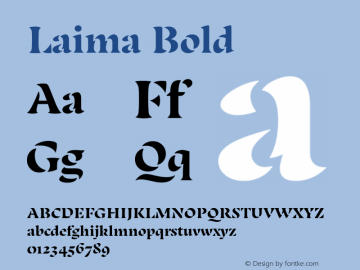 Laima Bold Version 1.001;hotconv 1.0.111;makeotfexe 2.5.65597 Font Sample