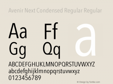 Avenir Next Condensed Regular 13.0d1e10 Font Sample