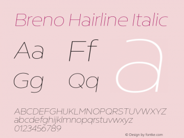Breno Hairline Italic Version 1.002;PS 001.002;hotconv 1.0.88;makeotf.lib2.5.64775图片样张