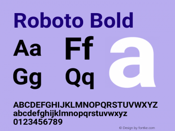 Roboto Bold Version 2.01289; 2015 Font Sample