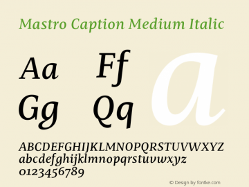 Mastro Caption Medium Italic Version 1.000;hotconv 1.0.109;makeotfexe 2.5.65596图片样张