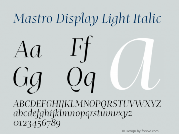 Mastro Display Light Italic Version 1.000;hotconv 1.0.109;makeotfexe 2.5.65596图片样张