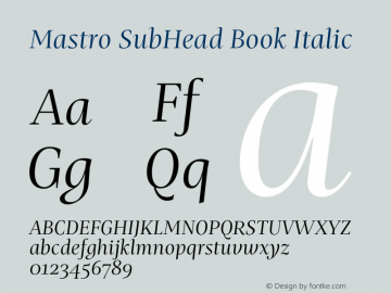 Mastro SubHead Book Italic Version 1.000;hotconv 1.0.109;makeotfexe 2.5.65596图片样张